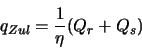 \begin{displaymath}
q_{Zul} = \frac{1}{\eta} (Q_{r} + Q_{s})
\end{displaymath}